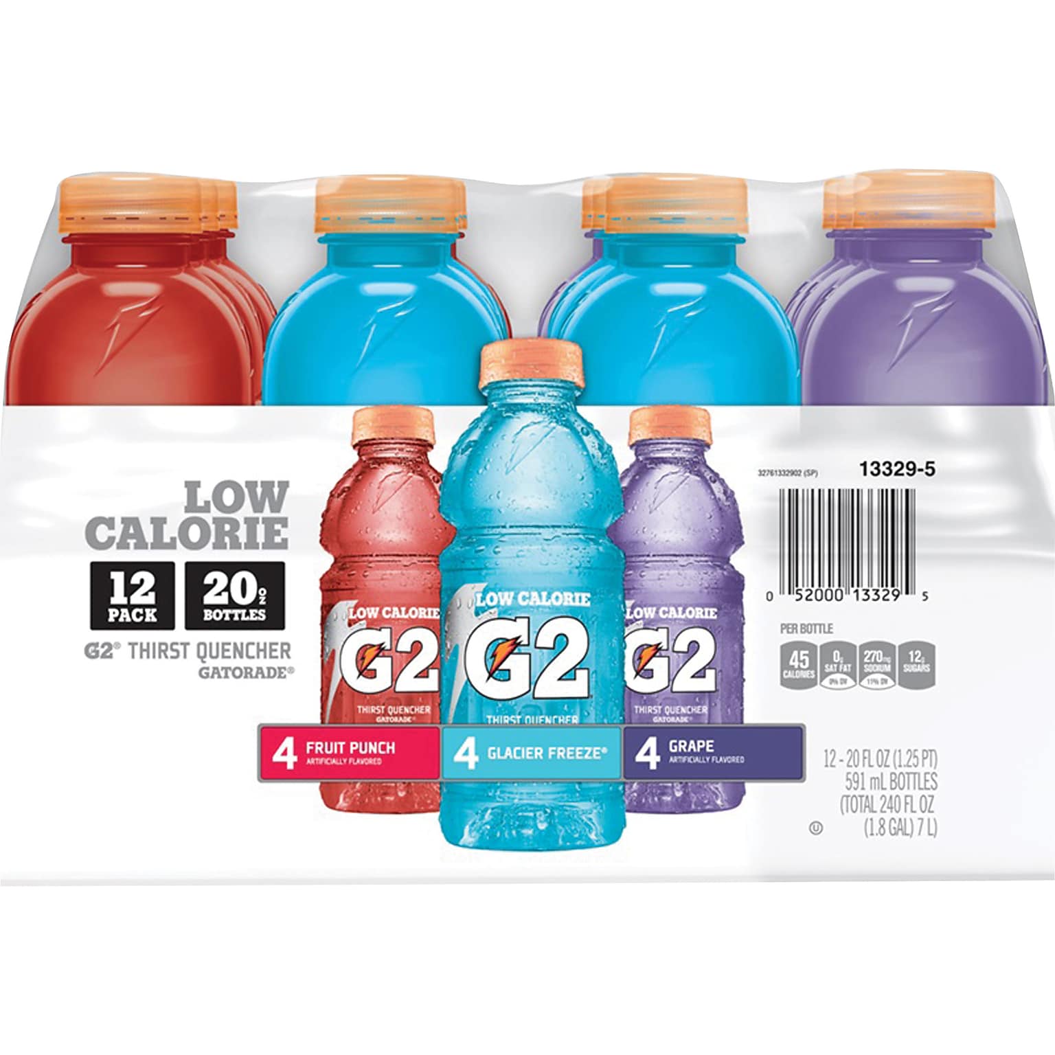 Gatorade G2 Low Calorie Variety Pack, 20 oz Bottles, Pack of 12 (QUA13329)