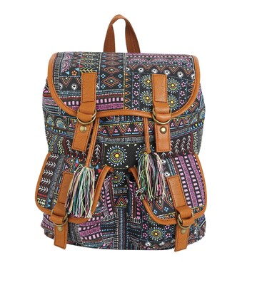 Staples Windsor Backpack, Print Pattern with Tassel, 6.69W x 14.96H x 11.81D (52427)