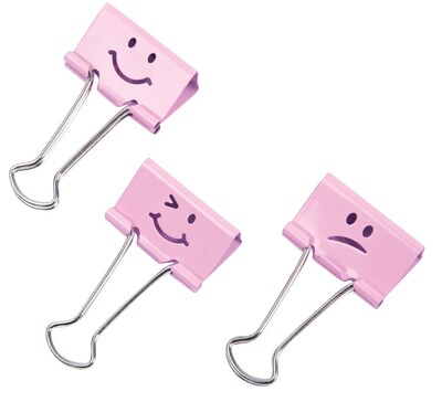 Rapesco® 19mm Foldback Clips Assorted Emojis – Candy Pink (100 Clips)