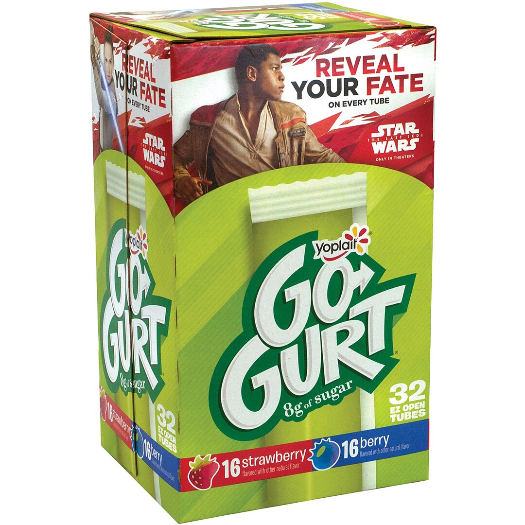 Yoplait Yogurt Strawberry and Berry Low-Fat Go-Gurt, 32/Pack (902-00002)