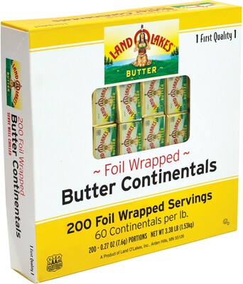 Land OLakes Butter Continentals, 0.27 Oz., 200/Pack (902-00030)