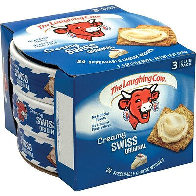 The Laughing Cow Original Creamy Swiss Wedge, 8 Wedges/Pack, 3/Pack (902-00065)