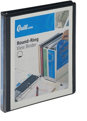 Quill Brand® Standard 1/2 3-Ring View Binder, Black (72205BK)