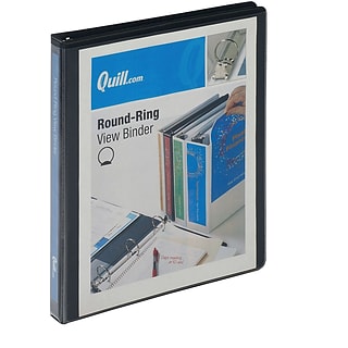 Quill Brand® Standard 1/2 3-Ring View Binder, Black (72205BK)