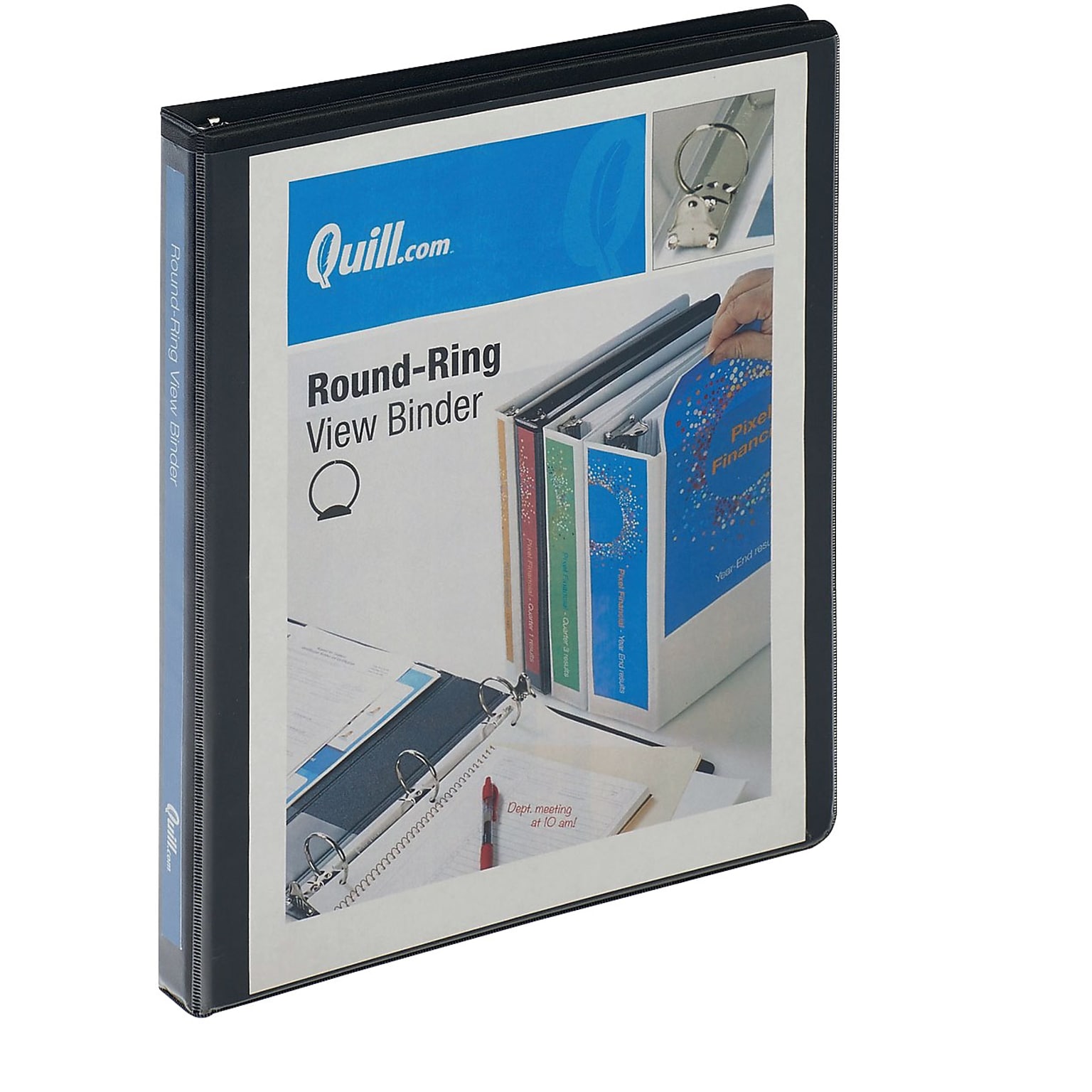Quill Brand® Standard 1/2 3 Ring View Binder, Black (72205BK)