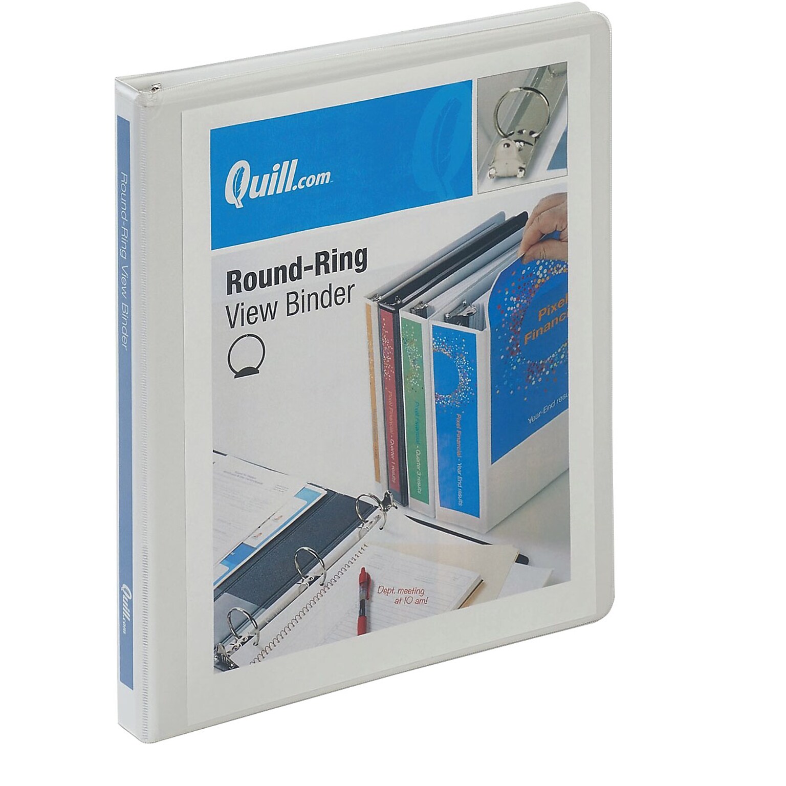 Quill Brand® 1/2 inch, Round Ring, View Binder, White, 6/Pack (72205WE)