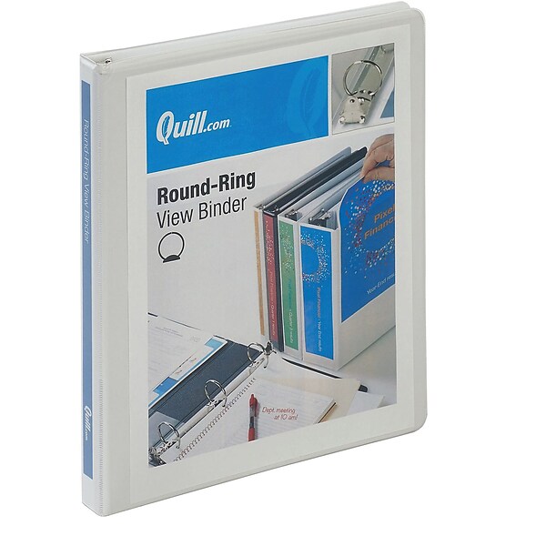 Quill Brand® Standard 1/2 3 Ring View Binder, White (72205WE)