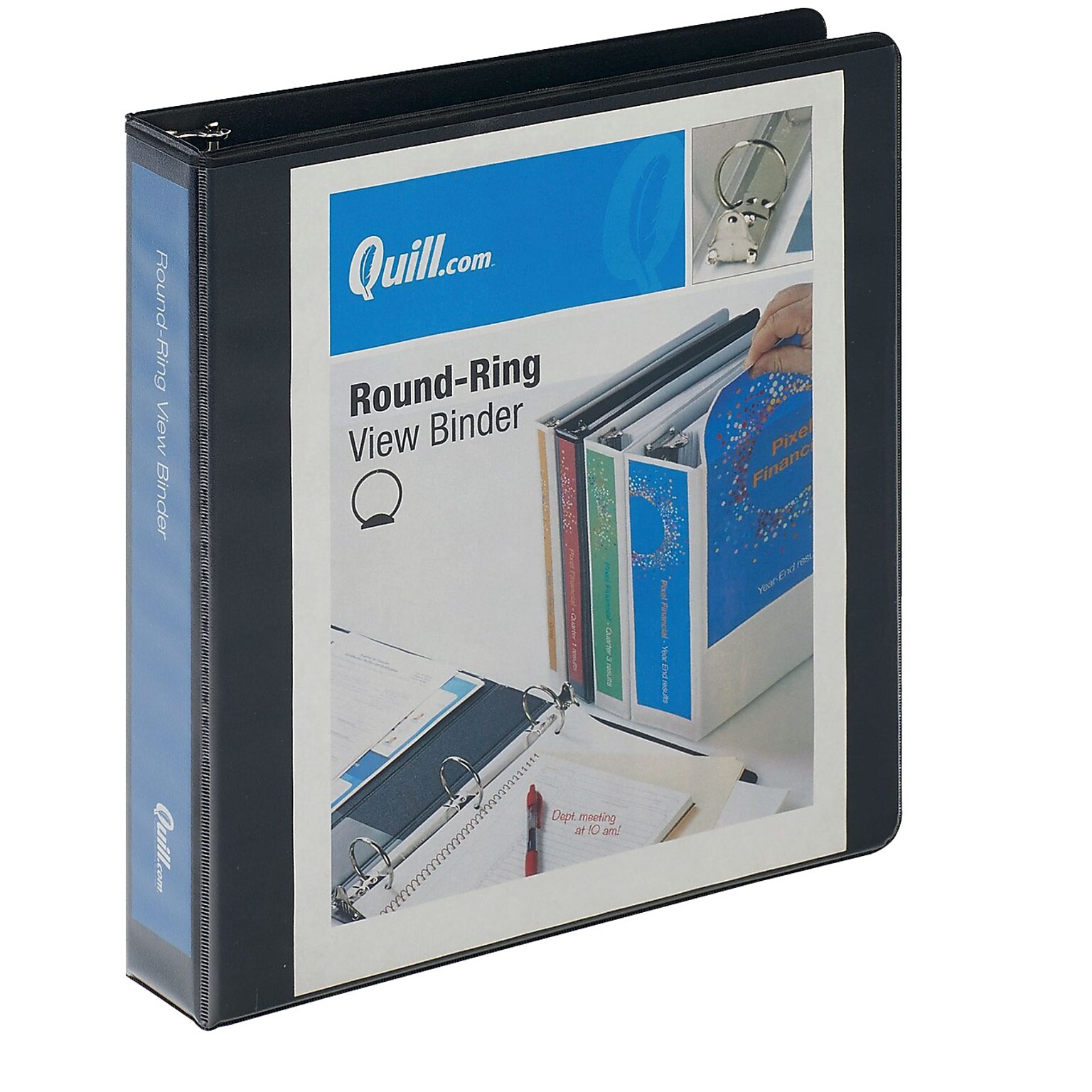 Quill Brand® Standard 1-1/2 3 Ring View Binder, Black (72215BK)