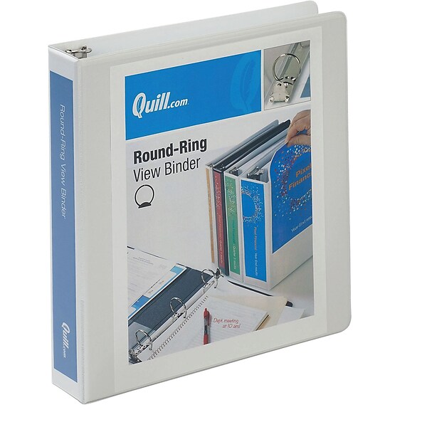 Quill Brand® Standard 1-1/2 3 Ring View Binder, White (72215WE)