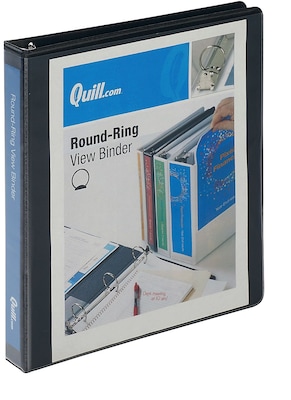 Quill Brand® Standard 1 3-Ring View Binder, Black (7221BK)