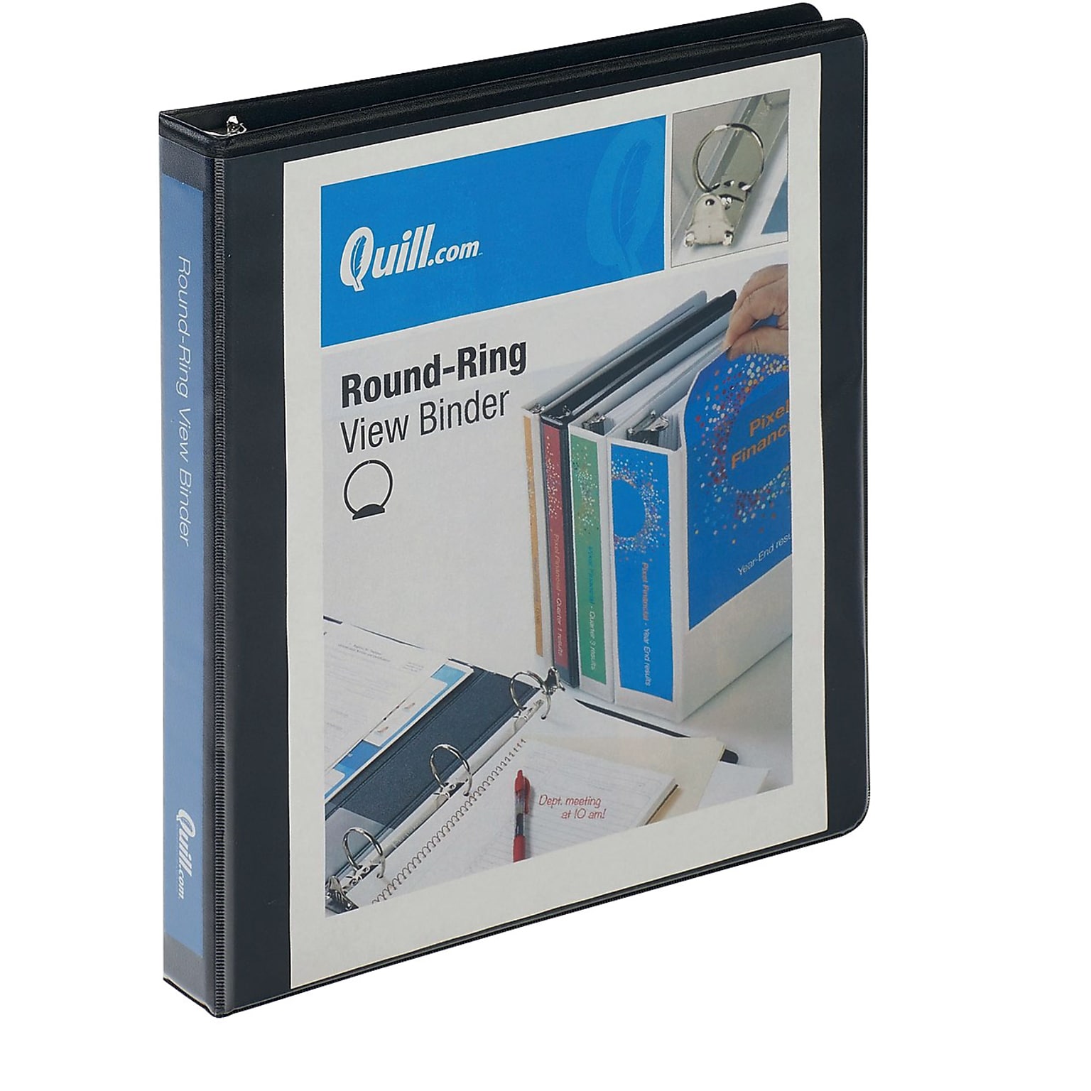 Quill Brand® Standard 1 3-Ring View Binder, Black (7221BK)