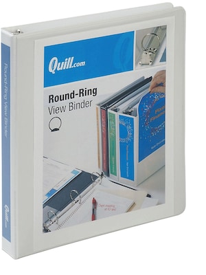 Quill Brand® Standard 1 3-Ring View Binder, 3-Ring, White (7221WE)