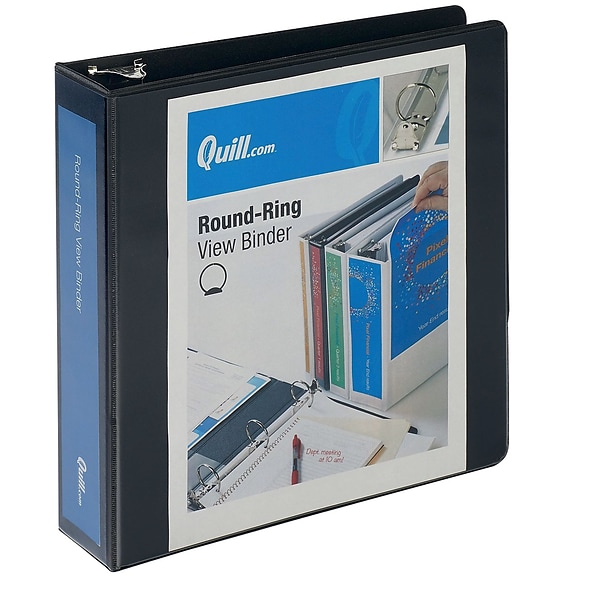 Quill Brand® Standard 2 3 Ring View Binder, Black (7222BK)