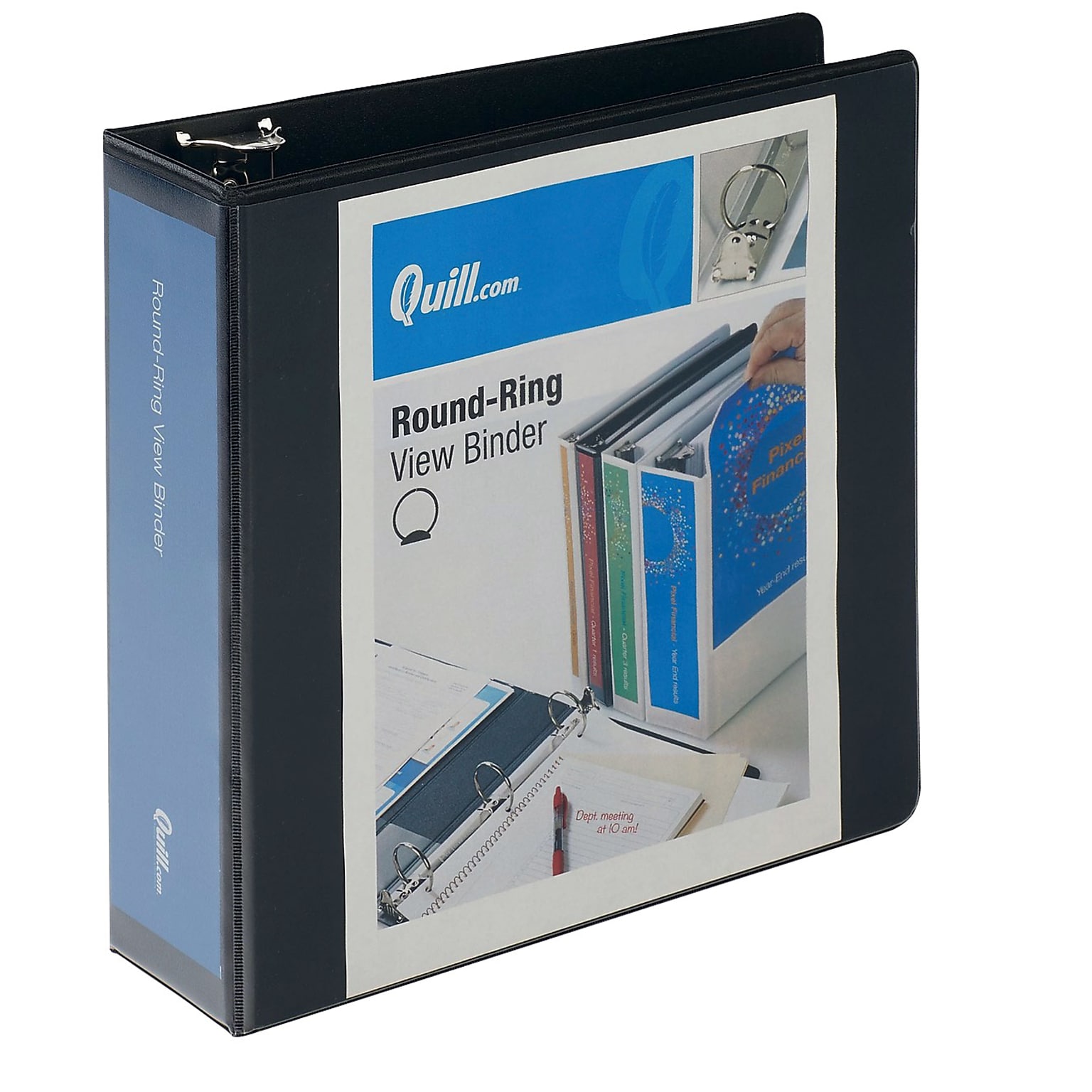 Quill Brand® Standard 3 3 Ring View Binder, Black (7223BK)