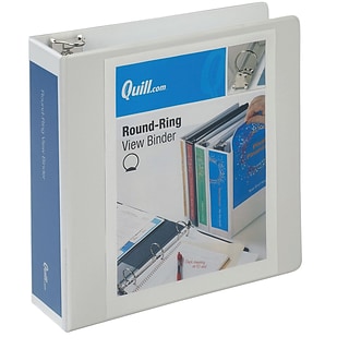 Quill Brand® Standard 3  3-Ring View Binder, White (7223WE)