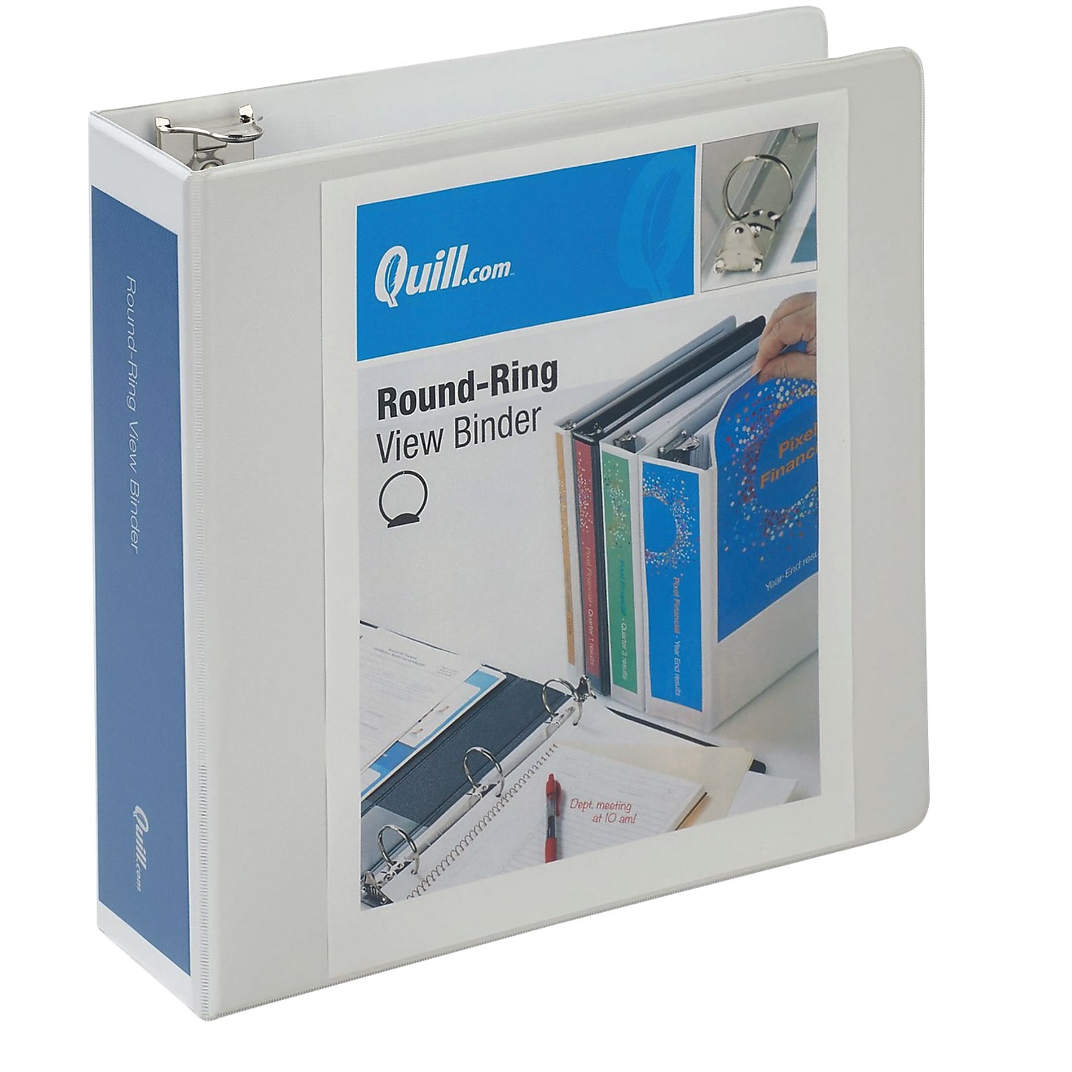 Quill Brand® Standard 3 3 Ring View Binder, White (7223WE)