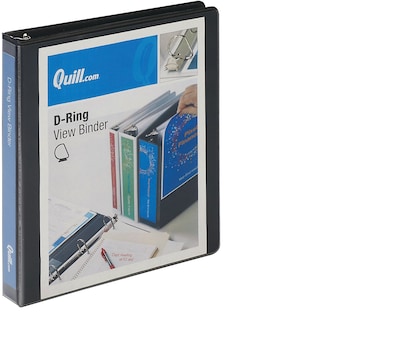 Quill Brand® Standard 1" 3 Ring View Binder with D-Rings, Black (7320101)