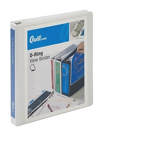 Quill Brand® Standard 1 3-Ring View Binder with D-Rings, White (7320113)