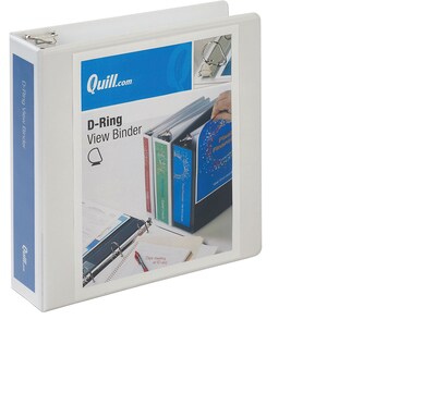 Quill Brand® Standard 2 3 Ring View Binder with D-Rings, White (7320213)