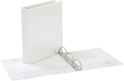 Quill Brand® Standard 1-1/2" 3 Ring View Binder with D-Rings, White (7321513)