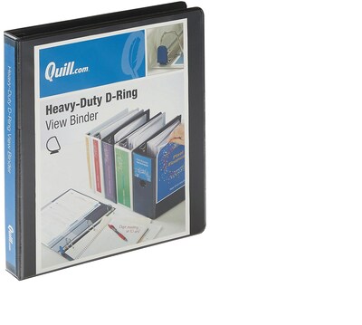 Quill Brand® Heavy Duty 1 3 Ring View Binder, Easy Open D Rings, Black (74201BK)