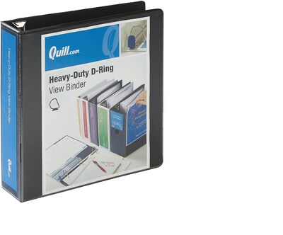 Quill Brand® Heavy Duty 2 3 Ring View Binder, Easy Open D Rings, Black (74202BK)