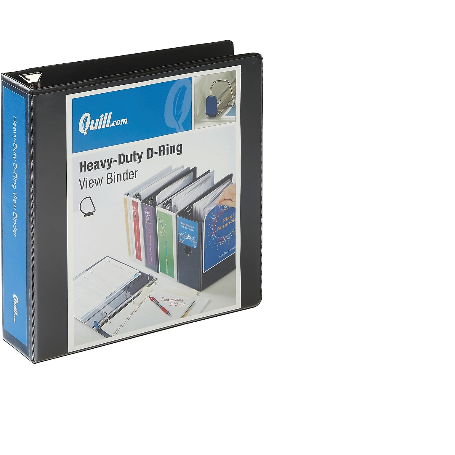 Quill Brand® Heavy Duty 2 3 Ring View Binder, Easy Open D Rings, Black (74202BK)
