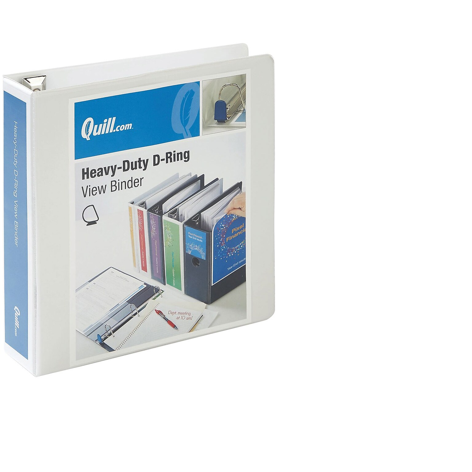 Quill Brand® Heavy Duty 2 3 Ring View Binder, Easy Open D Rings, White (74202WE)