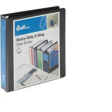 Quill Brand® Heavy Duty 1-1/2 3 Ring View Binder, Easy Open D Rings, Black (74215BK)