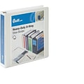 Quill Brand® Heavy Duty 1-1/2 3 Ring View Binder, Easy Open D Rings, White (74215WE)