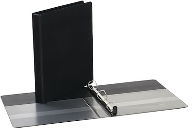 Quill Brand® Heavy Duty 1-1/2" 3 Ring Non View Binder, Easy Open D Rings, Black (780301)