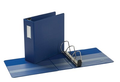 Quill Brand® Heavy Duty 4 3 Ring Non View Binder, Easy Open D Rings, Blue  (780552)