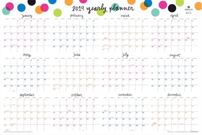 2018-2019 Blue Sky Academic Dry Erase Wall Calendar, Laminated, Dots, 36 x 24 (BSK-102487-A19)