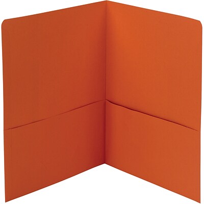 Smead Two Pocket Portfolios, Orange, 1/2" Capacity, 11" x 8 1/2", 25/Box