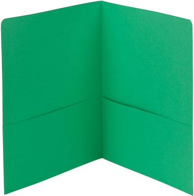 Smead® Two Pocket Portfolios, 1/2" Capacity, Green, Letter, Holds 8 1/2"H x 11"W, 25/Box