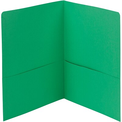 Smead® Two Pocket Portfolios, 1/2" Capacity, Green, Letter, Holds 8 1/2"H x 11"W, 25/Box