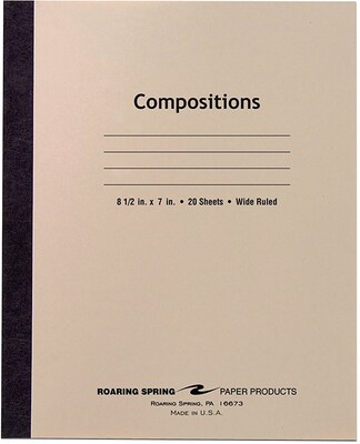 Roaring Spring Manila Composition Book, 8 1/2 x 7, Wide Ruled, 24 Sheets (77304)