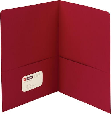 Smead Two Pocket Portfolios, Red, 1/2 Capacity, 11x 8 1/2, 25/Box