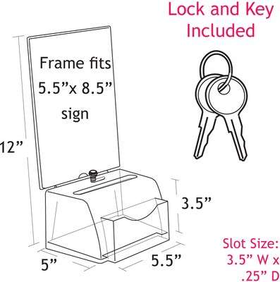Azar Locking Styrene Suggestion Box, White (206776)