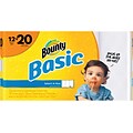Bounty® Basic Select-A-Size™ Paper Towels, White, 1-Ply, 119 Sheets/Roll, 12 Mega Rolls = 20 Regular Rolls (92975)