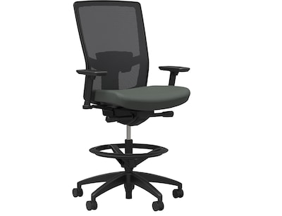 Union & Scale™ Workplace2.0 500 Series Mesh and Fabric Stool, Iron Ore, Adjustable Lumbar, 2D Arms, Synchro Tilt