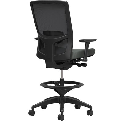 Union & Scale™ Workplace2.0 500 Series Mesh and Fabric Stool, Iron Ore, Adjustable Lumbar, 2D Arms, Synchro Tilt