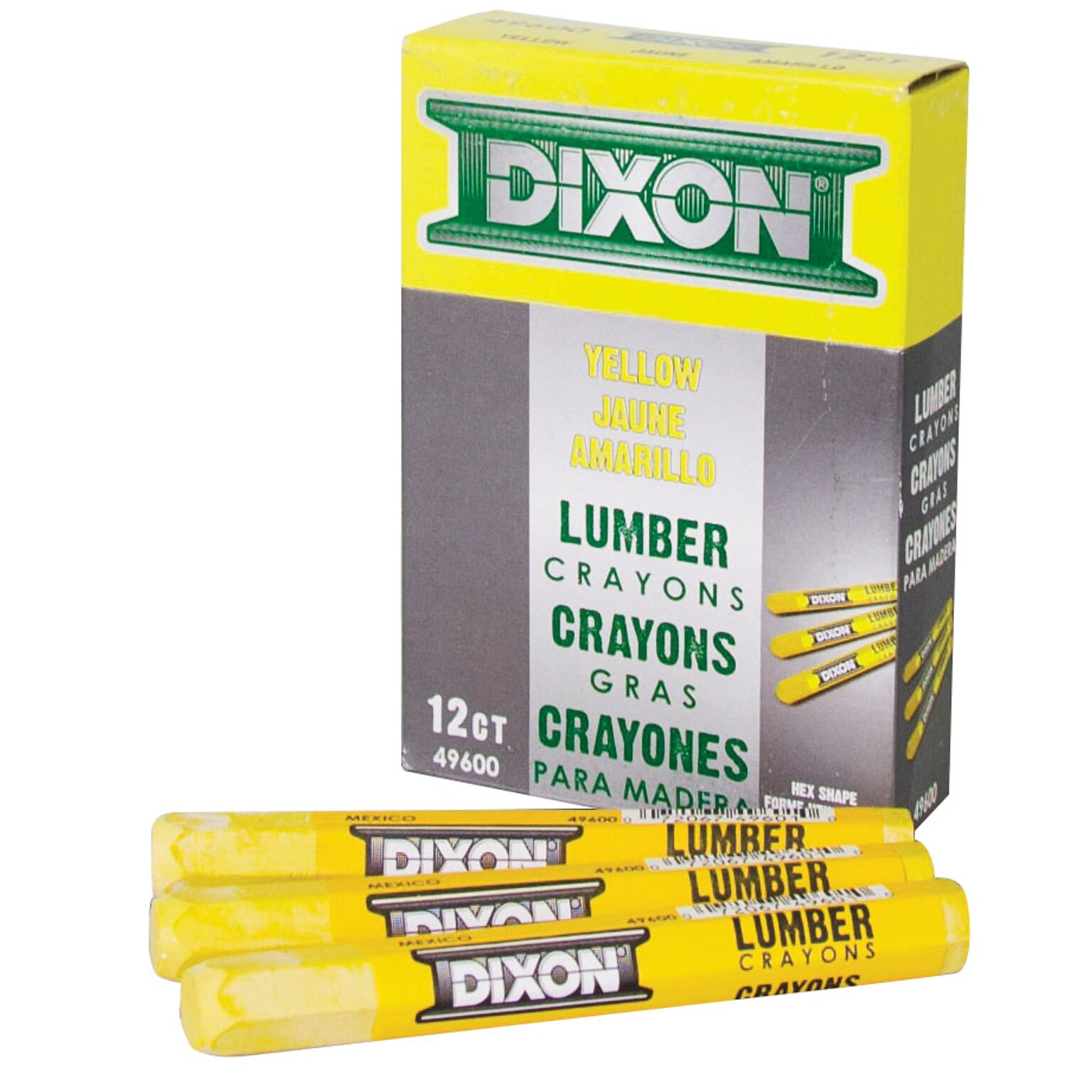 Dixon® Lumber Crayons, Yellow Barrel, Dozen