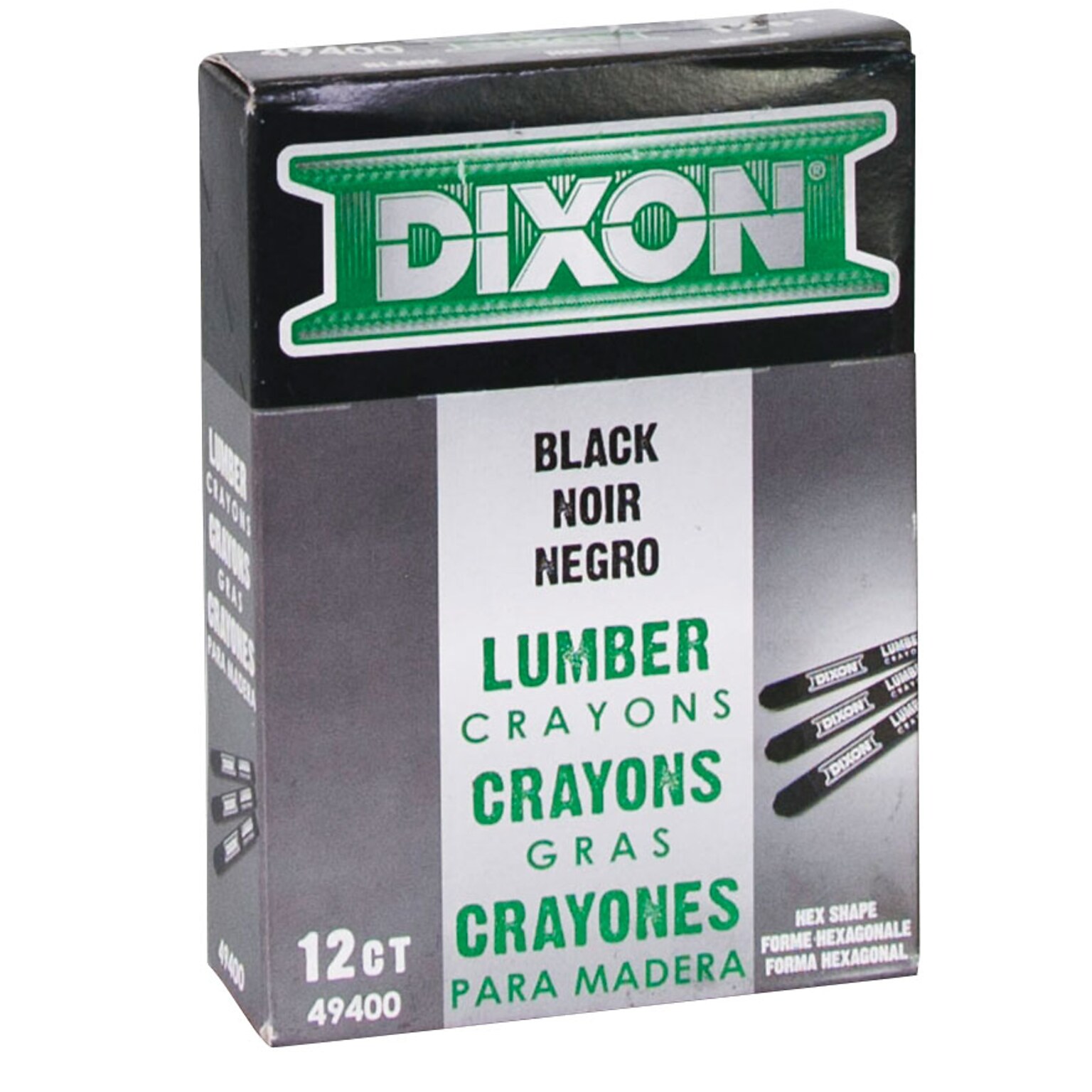 Lumber Crayons, Carbon Black, 12/Box (49400)