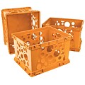 Storex Mini Crate, 6H x 7.75L x 9W, Neon Orange, 3/Set (STX61582U03C)