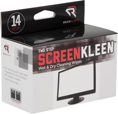 Read Right Kleen & Dry Screen Cleaner, 14/Box
