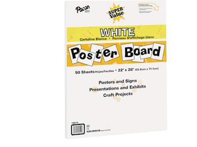 Pacon Poster Board, 22 x 28, White, 50/Pack (76510)