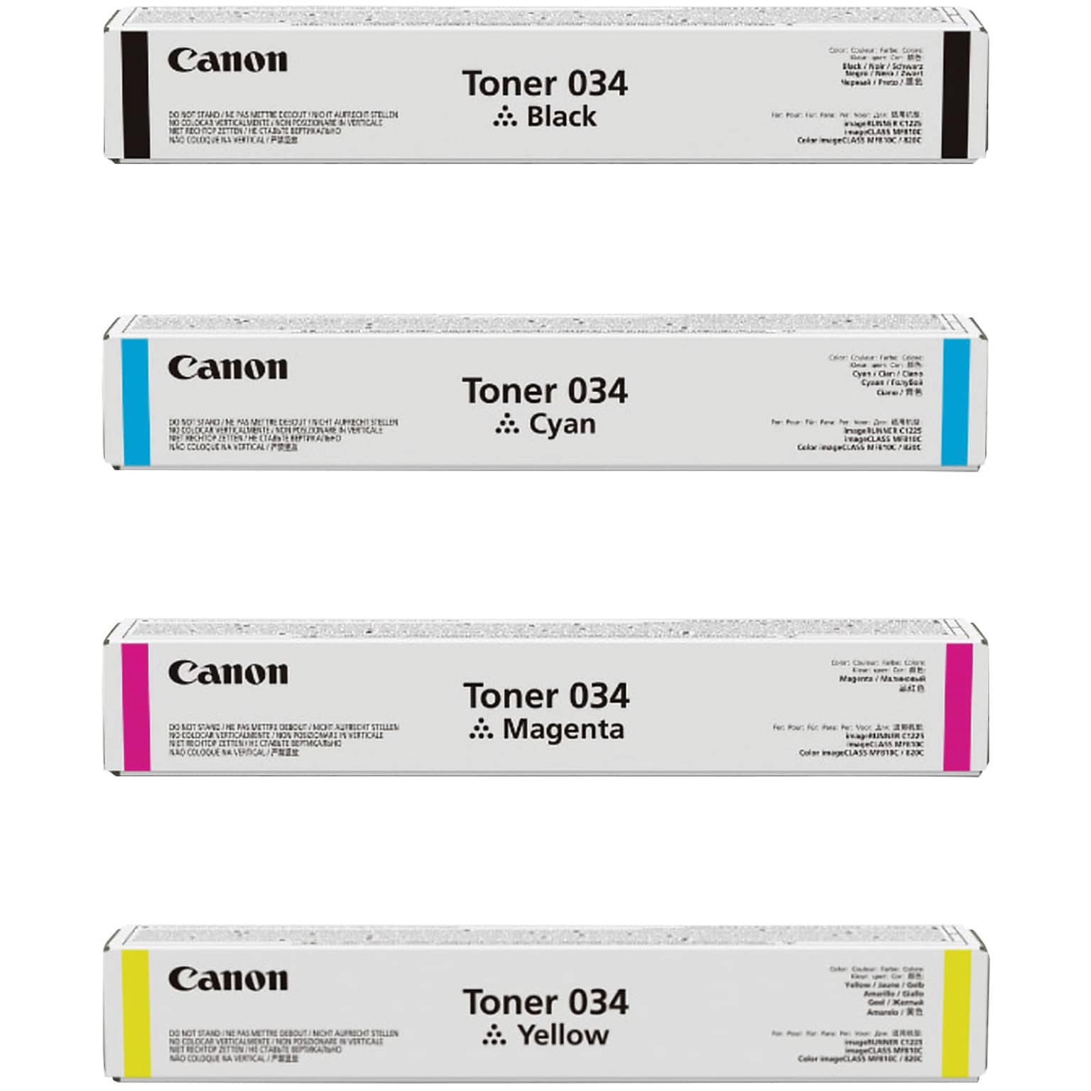 Canon 34 Black/Cyan/Magenta/Yellow Standard Yield Toner Cartridge, 4/Pack