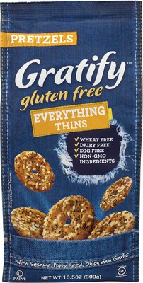 Gratify Gluten-Free Everything Pretzel Thins, 10.5 oz., 6/Pack (209-02574)