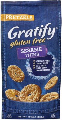 Gratify Gluten-Free Sesame Pretzel Thins, 10.5 oz., 6/Pack (209-02575)